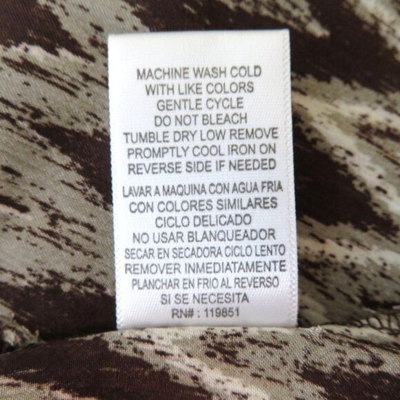 Womens Sleeveless Brown Chevron Blouse M Keyhole Tie Neck Loose Y2K Tank Top - Picture 9 of 10